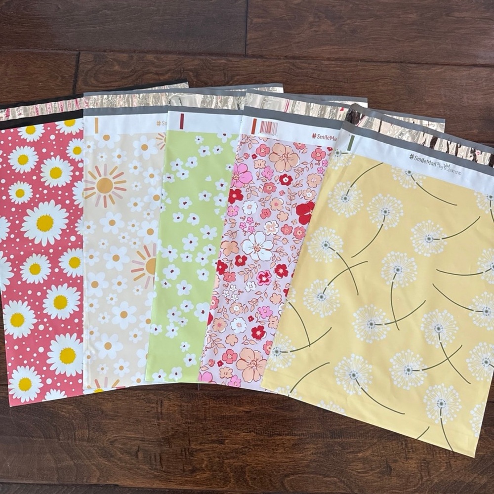 20 Pack - 12x15.5” Large Mix of 5 Floral Patterns Poly Mailers